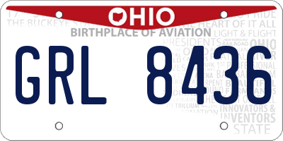 OH license plate GRL8436