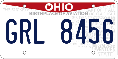 OH license plate GRL8456