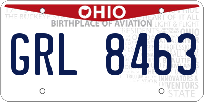 OH license plate GRL8463
