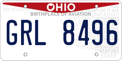 OH license plate GRL8496