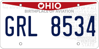 OH license plate GRL8534