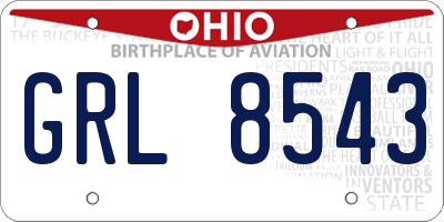 OH license plate GRL8543