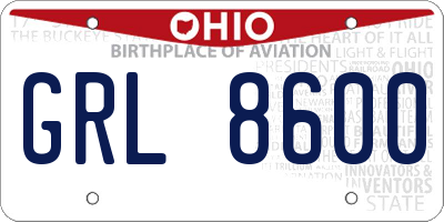 OH license plate GRL8600