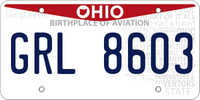 OH license plate GRL8603