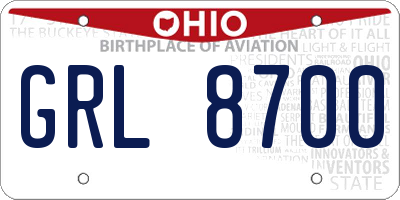OH license plate GRL8700
