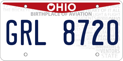 OH license plate GRL8720