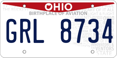 OH license plate GRL8734