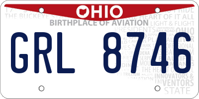 OH license plate GRL8746