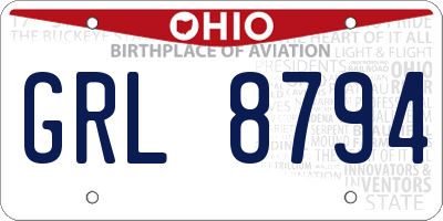 OH license plate GRL8794