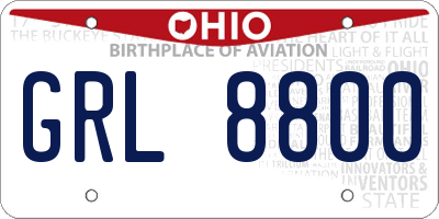 OH license plate GRL8800