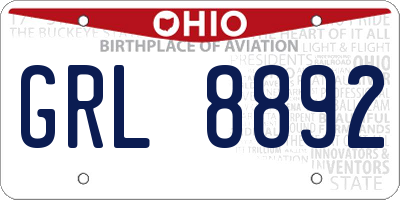 OH license plate GRL8892