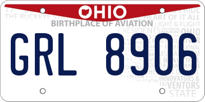 OH license plate GRL8906