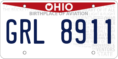 OH license plate GRL8911