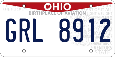 OH license plate GRL8912