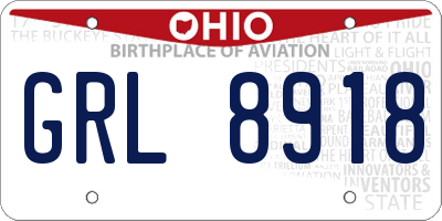 OH license plate GRL8918