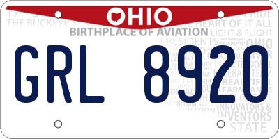 OH license plate GRL8920