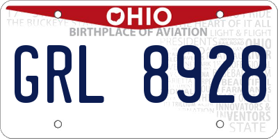OH license plate GRL8928