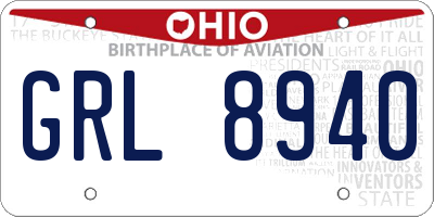 OH license plate GRL8940