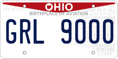 OH license plate GRL9000