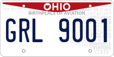 OH license plate GRL9001