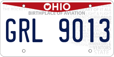 OH license plate GRL9013