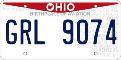OH license plate GRL9074