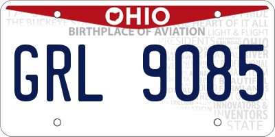 OH license plate GRL9085