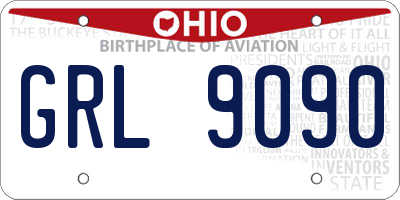 OH license plate GRL9090
