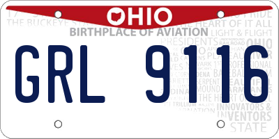OH license plate GRL9116