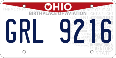 OH license plate GRL9216
