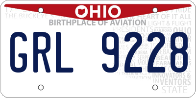 OH license plate GRL9228