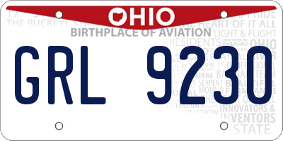 OH license plate GRL9230