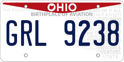 OH license plate GRL9238