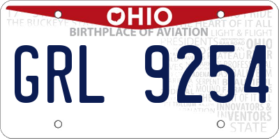 OH license plate GRL9254