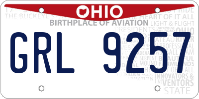 OH license plate GRL9257