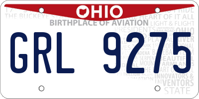 OH license plate GRL9275