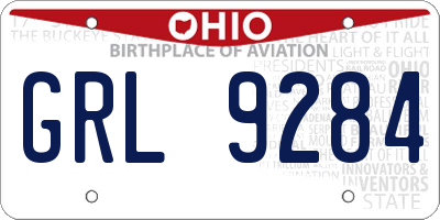 OH license plate GRL9284