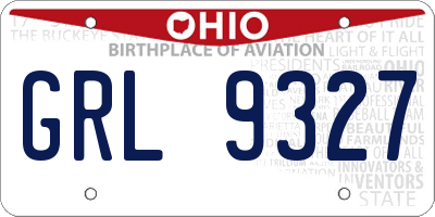 OH license plate GRL9327