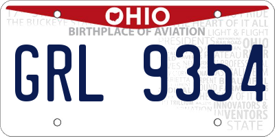 OH license plate GRL9354