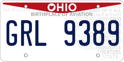 OH license plate GRL9389