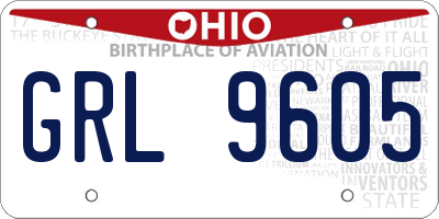 OH license plate GRL9605