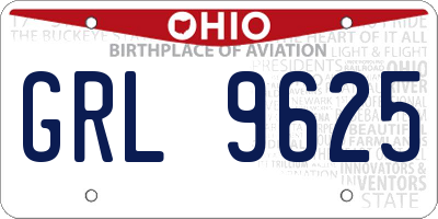 OH license plate GRL9625
