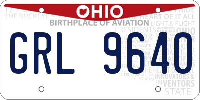 OH license plate GRL9640