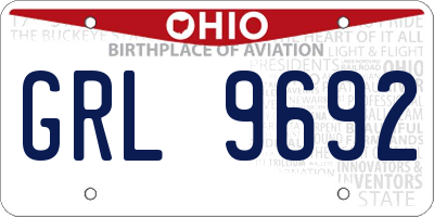 OH license plate GRL9692