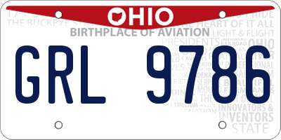 OH license plate GRL9786