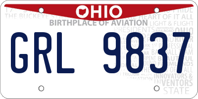 OH license plate GRL9837