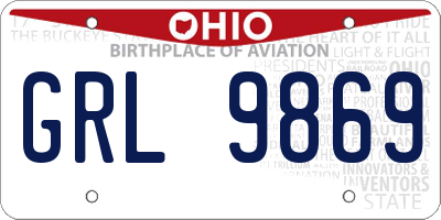 OH license plate GRL9869