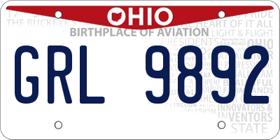 OH license plate GRL9892