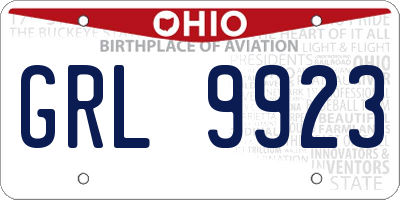 OH license plate GRL9923