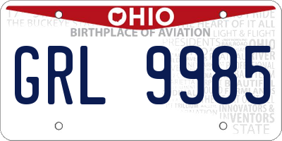 OH license plate GRL9985